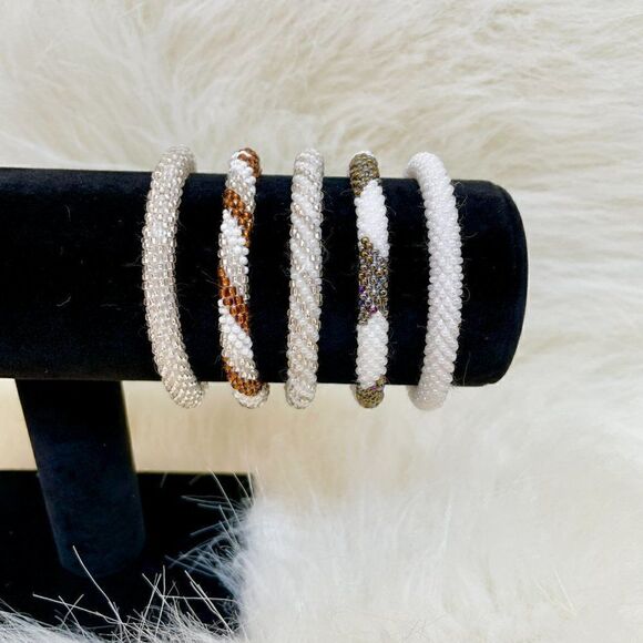 HAND CRAFTED in Nepal Beaded Bracelets (set of 5) WGB1 - Picture 3 of 4